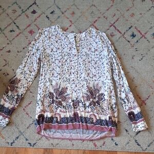 LOFT Floral Popover Blouse Small